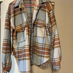 Plaid Ford Bronco Button-Up Jacket in Blue and Brown